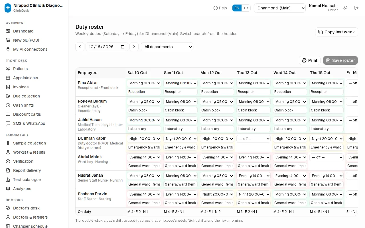 Duty roster